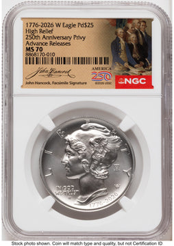 2026-W Palladium Eagle 1 oz Uncirculated AR America 250 John Hancock Label NGC MS70 2026-W Palladium Eagle 1 oz Uncirculated AR America 250 John Hancock Label NGC MS70