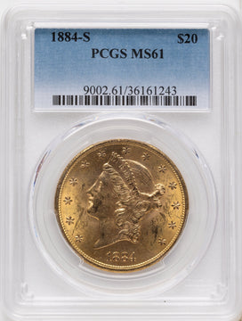 1884-S $20 Liberty Double Eagle PCGS MS61 1884-S $20 Liberty Double Eagle PCGS MS61
