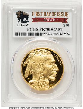 2016-W Proof Gold Buffalo 1 oz FDI Bison Label Denver PCGS PR70 2016-W Proof Gold Buffalo 1 oz FDI Bison Label Denver PCGS PR70