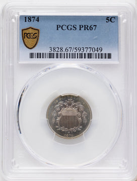 1874 5C Proof Shield Nickel PCGS PR67 1874 5C Proof Shield Nickel PCGS PR67