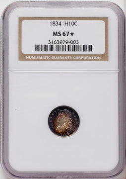 1834 H10C LM-4 Bust Half Dime NGC MS67 1834 H10C LM-4 Bust Half Dime NGC MS67