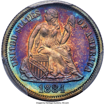 1884 10C CA CAC Proof Seated Dime PCGS PR67+ 1884 10C CA CAC Proof Seated Dime PCGS PR67+