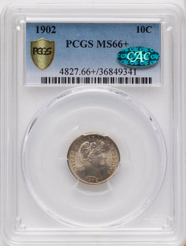 1902 10C CAC Barber Dime PCGS MS66+ 1902 10C CAC Barber Dime PCGS MS66+