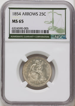 1854 25C ARROWS Seated Quarter NGC MS65 1854 25C ARROWS Seated Quarter NGC MS65