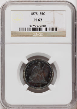 1875 25C Proof Seated Quarter NGC PR67 1875 25C Proof Seated Quarter NGC PR67