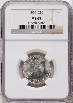 1909 25C Barber Quarter NGC MS67 1909 25C Barber Quarter NGC MS67