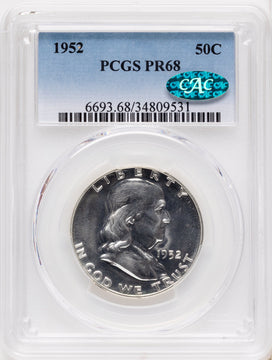 1952 50C CAC Proof Franklin Half Dollar PCGS PR68 1952 50C CAC Proof Franklin Half Dollar PCGS PR68