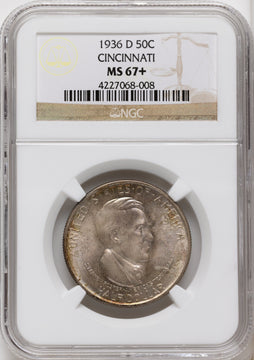 1936-D 50C Cincinnati Commemorative Silver NGC MS67+ 1936-D 50C Cincinnati Commemorative Silver NGC MS67+