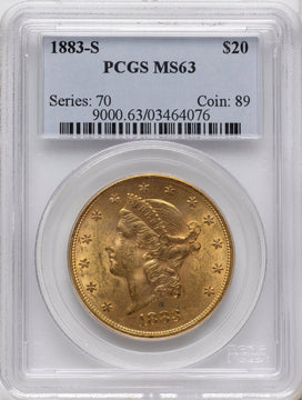 1883-S $20 Liberty Double Eagle PCGS MS63 1883-S $20 Liberty Double Eagle PCGS MS63