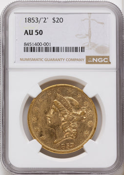 1853/'2' $20 FS-301 Liberty Double Eagle NGC AU50 1853/'2' $20 FS-301 Liberty Double Eagle NGC AU50