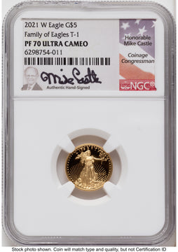 2021-W Type 1 Proof Gold Eagle 1.85 oz Mike Castle NGC PF70 2021-W Type 1 Proof Gold Eagle 1.85 oz Mike Castle NGC PF70