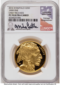 2016-W Proof Gold Buffalo 1 oz ER Mike Castle NGC PF70 2016-W Proof Gold Buffalo 1 oz ER Mike Castle NGC PF70