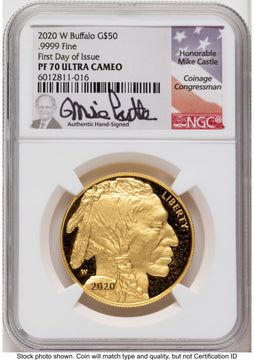 2020-W Proof Gold Buffalo 1 oz FDI Mike Castle NGC PF70 2020-W Proof Gold Buffalo 1 oz FDI Mike Castle NGC PF70