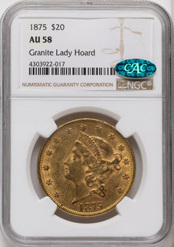 1875 $20 CAC Liberty Double Eagle NGC AU58 1875 $20 CAC Liberty Double Eagle NGC AU58