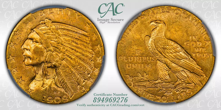 1909-D $5 Indian Half Eagle CACG MS63