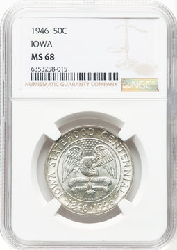 1946 50C Iowa Commemorative Silver NGC MS68