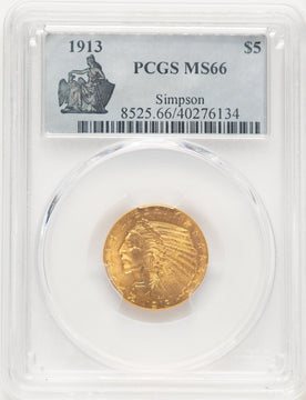 1913 $5 Indian Half Eagle PCGS MS66 (910656001)