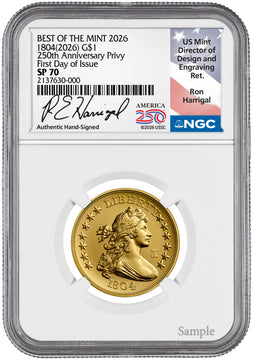 2026 1804 Draped Bust Dollar Gold Coin FDI NGC SP70 Harrigal 2026 1804 Draped Bust Dollar Gold Coin FDI NGC SP70 Harrigal
