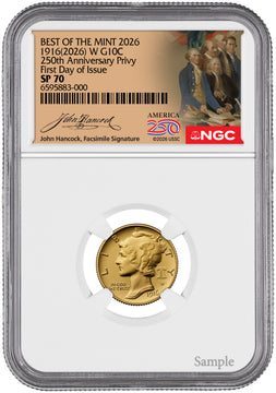2026-W 1916 Mercury Gold Coin FDI NGC SP70 Hancock Label