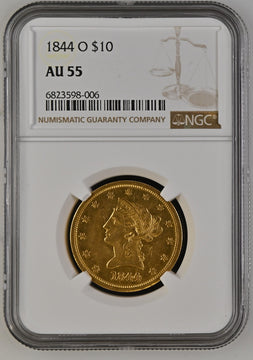 1844-O $10 Liberty Eagle NGC AU55