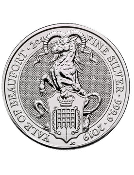 2019 2 oz British Silver Queens Beast Yale of Beaufort Coin