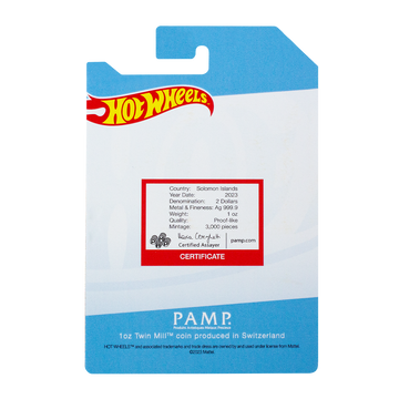 1 oz PAMP Suisse Silver 2023 Hot Wheels Twin Mill™ Colored Coin $2