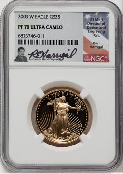 2003-W Gold American Eagle 4-Coin Set NGC PF70 Harrigal Signed