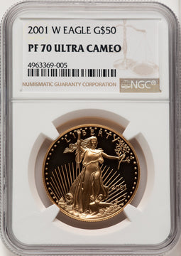2001-W Gold American Eagle 4-Coin Set NGC PF70
