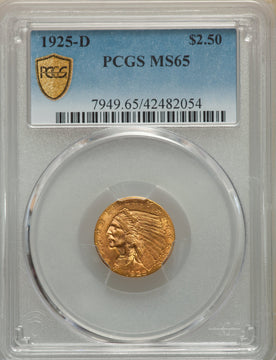 1925-D $2.50 Indian Quarter Eagle PCGS MS65