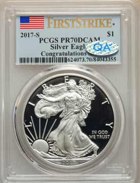 2017-S S$1 Silver Eagle Congratulations Set First Strike PCGS PR70