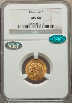 1927 $2.50 CAC Indian Quarter Eagle NGC MS64
