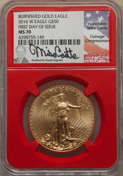2016-W $50 One-Ounce Gold Eagle 30th Anniversary FDI SP NGC MS70