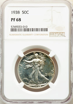 1938 50C Proof Walking Liberty Half Dollar NGC PR68