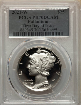 2021-W $25 Palladium FDI PCGS PR70