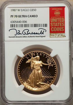 1987-W $50 One-Ounce Gold Eagle NGC PF70