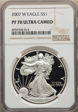 2007-W S$1 Silver Eagle NGC PF70