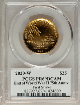 2020-W $25 End of World War II 75th Anniversary Early Releases Modern Issues PCGS MS69