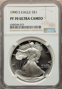 1990-S S$1 Silver Eagle NGC PF70