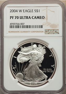 2004-W S$1 Silver Eagle NGC PF70