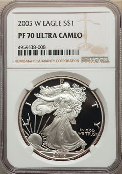 2005-W S$1 Silver Eagle NGC PF70