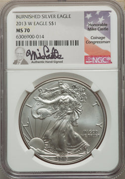 2013-W S$1 Silver Eagle Burnished SP Modern Bullion Coins NGC MS70