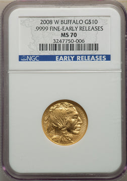 2008-W $10 Buffalo Quarter-Ounce Gold First Strike SP Modern Bullion Coins NGC MS70