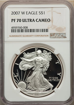 2007-W S$1 Silver Eagle NGC PF70
