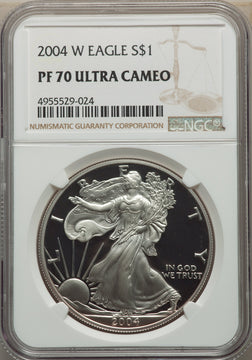 2004-W S$1 Silver Eagle NGC PF70