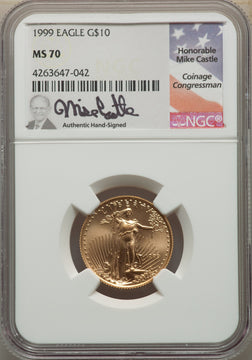 1999 $10 Quarter-Ounce Gold Eagle NGC MS70