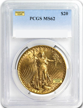 Random Date 1908-1932 Saint-Gaudens (With Motto) $20 Gold Double Eagle PCGS MS62