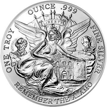1 oz Silver Texas Centennial Round Remember the Alamo