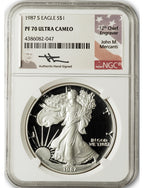 1987-S American Silver Eagle NGC PF70 UCam  Mercanti Signed