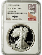 1992-S American Silver Eagle NGC PF70 UCAM Mercanti Signed