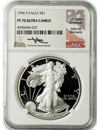 1996-P American Silver Eagle NGC PF70 Ultra Cameo John Mercanti Signed